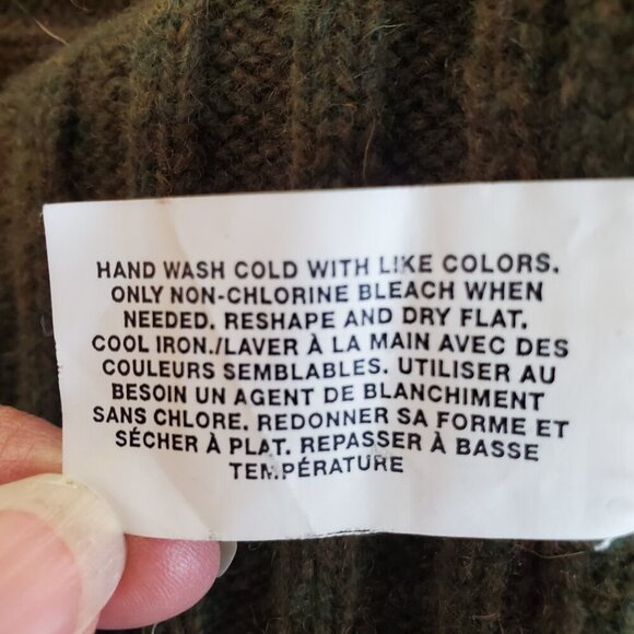 GAP SZ L Men's Ribbed Crewneck 100% Lambswool Ribbed Knit Green Crewneck Sweater - Picture 7 of 7